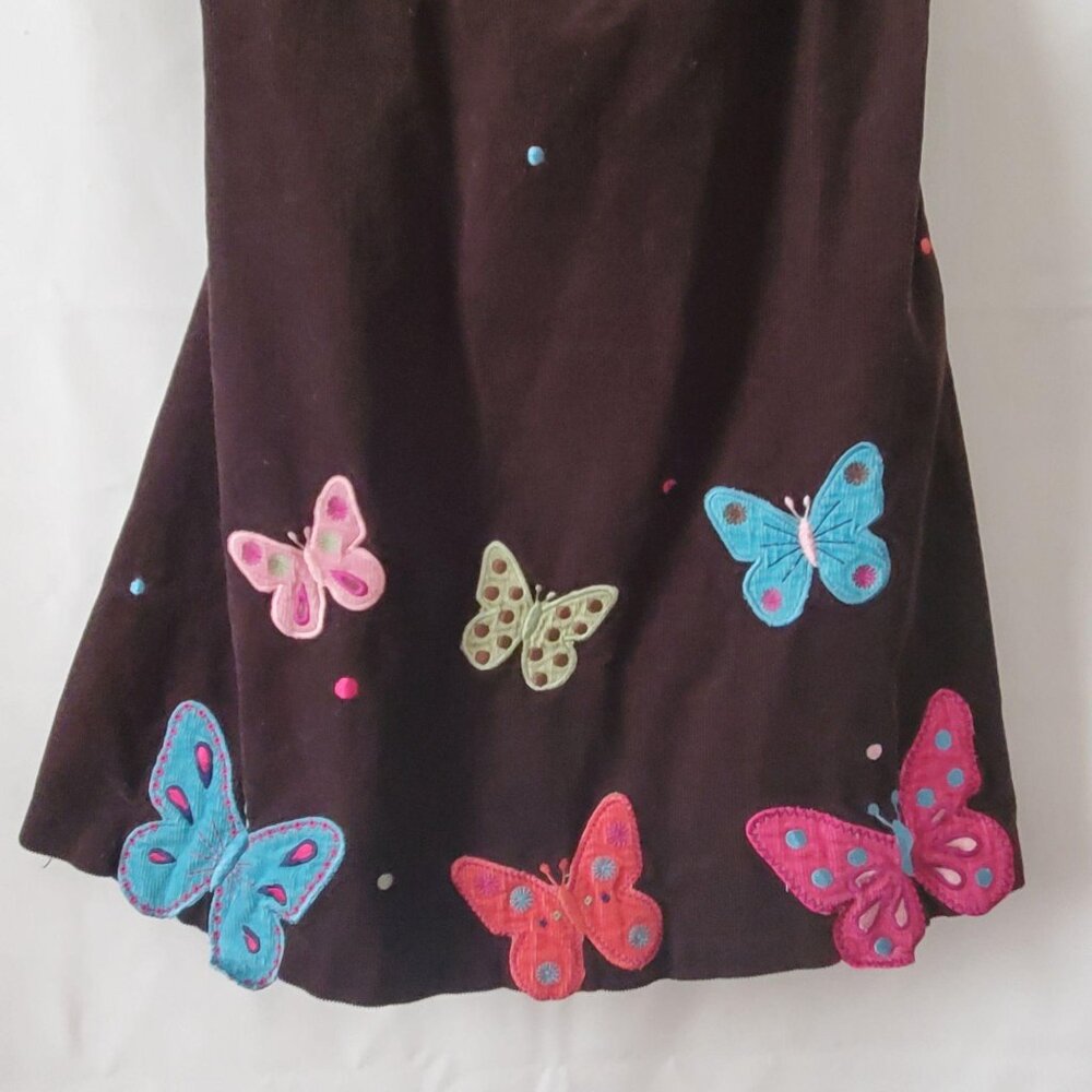 Bonnie Jean Girls Butterfly Applique Corduroy Halter Jumper Dress Brown Size 6X - Picture 8 of 11